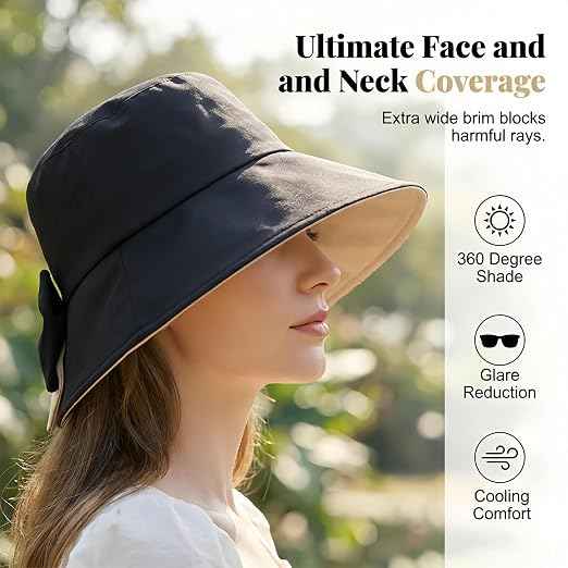 Women's Bowknot Wide Brim Sun Hat – Foldable, 360° Protection UV Protection Breathable Summer Travel Beach Hat