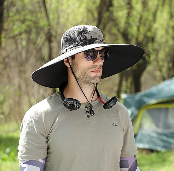 Leotruny Men Wide Brim Sun Hats UPF50+ Waterproof Breathable Bucket Hat for Fishing, Hiking, Camping