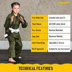 Elite Sports IBJJF Ultra Light BJJ Brazilian Jiu Jitsu Gi for Kids with Preshrunk Fabric and Free Belt