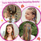 DIY Hair Salon Toys for Girls, Hair Gem Stamper Kit And Hair Rope Braider, Bling Hair Jewels Styling Tool with Glitter Diamonds Comb Beads Accessories Christmas Birthday Gifts for Girl 3 4 5 6 7 8-12