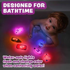 Tub Works® Bugs™ Light Up Bath Toys, 6 Pack | Water-Activated Light Up Toys Flash & Change Color | Easy-Grip Baby Girl & Toddler Bath Toys | Sensory Bathtub Toys with Bath Lights