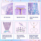 Meland Princess Dress Up for Girls 3-8, Mermaid Cape with Crown, Dress Up Clothes Birthday Gift Toys for Girls Toddlers