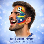 Face Painting Kit for Kids & Adults, 20 Colors Water Activated Face Paint Set with Stencils, Gems & Brushes, Washable Face Paint for Soccer Fans, Game Day, Team Spirit & Fan Celebrations