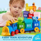 Play-Act Learning Toy for Toddlers 1 2 3 Years Old, Counting, Matching & Sorting Montessori Learning Farm Train Including 9 Farm Animals, Birthday Gift for Baby Boys Girls