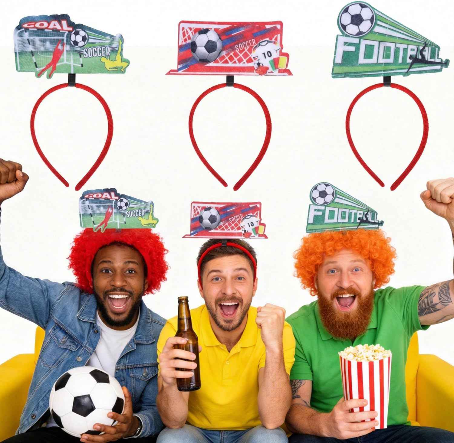 Soccer Headbands 2026 World Cup Party Accessories,Soccer Decorations and Fan Gear Sports Themed Party Favors & Decorations 3PCS