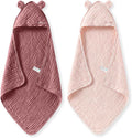 Momcozy Baby Towels, 6-Layer 100% Cotton Muslin Hooded Baby Towel Set for Newborn, Infant & Toddler, Soft Absorbent Baby Bath Essentials, Large 32 x 32 Inch