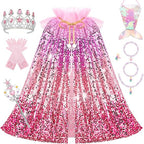 Meland Princess Dress Up for Girls 3-8, Mermaid Cape with Crown, Dress Up Clothes Birthday Gift Toys for Girls Toddlers