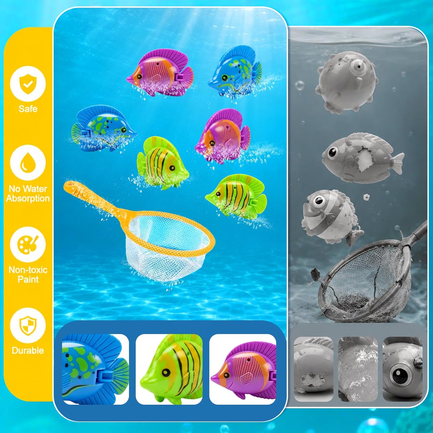 Diving Pool Toys, Bath Toys Set for Kids Shower Ages 3-12, Beach Essentials Water Toy Pool Games Summer Swim Water Dive Sinking Mermaid Toys