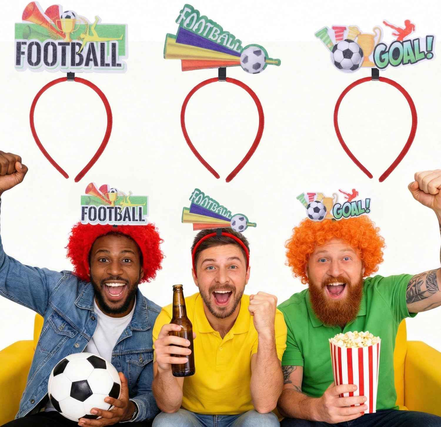 Soccer Headbands 2026 World Cup Party Accessories,Soccer Decorations and Fan Gear Sports Themed Party Favors & Decorations 3PCS