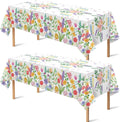 Summer Party Decorations - Summer Decorations for Home - 2 Pack Disposable Plastic Tablecloth | Floral Tablecloth for Mothers Day Wildflower Butterfly Birthday Garden Party Decorations