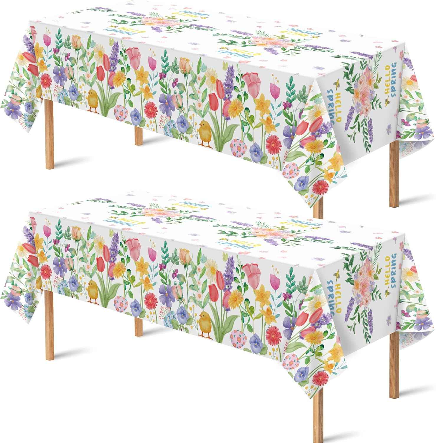 Summer Party Decorations - Summer Decorations for Home - 2 Pack Disposable Plastic Tablecloth | Floral Tablecloth for Mothers Day Wildflower Butterfly Birthday Garden Party Decorations