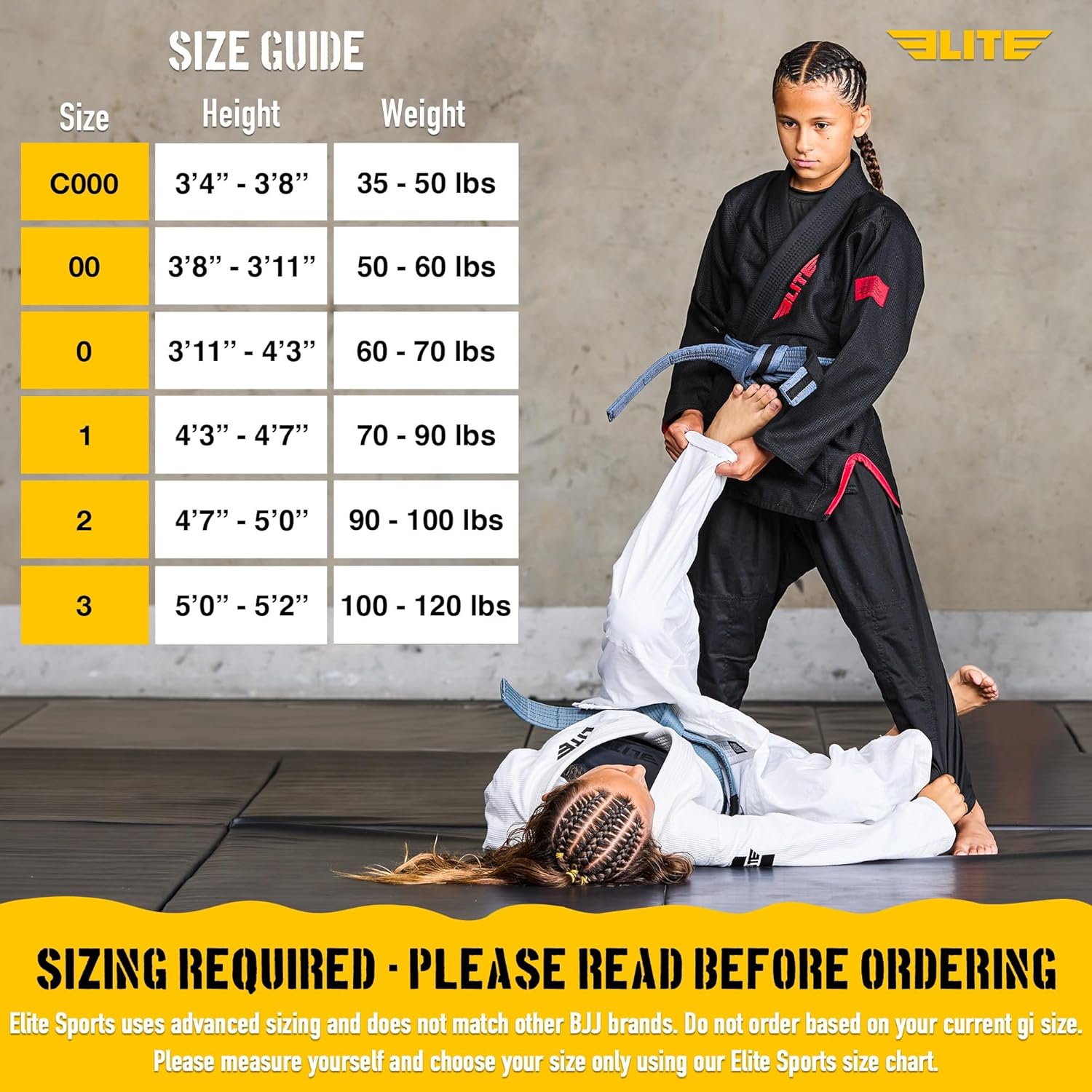Elite Sports IBJJF Ultra Light BJJ Brazilian Jiu Jitsu Gi for Kids with Preshrunk Fabric and Free Belt