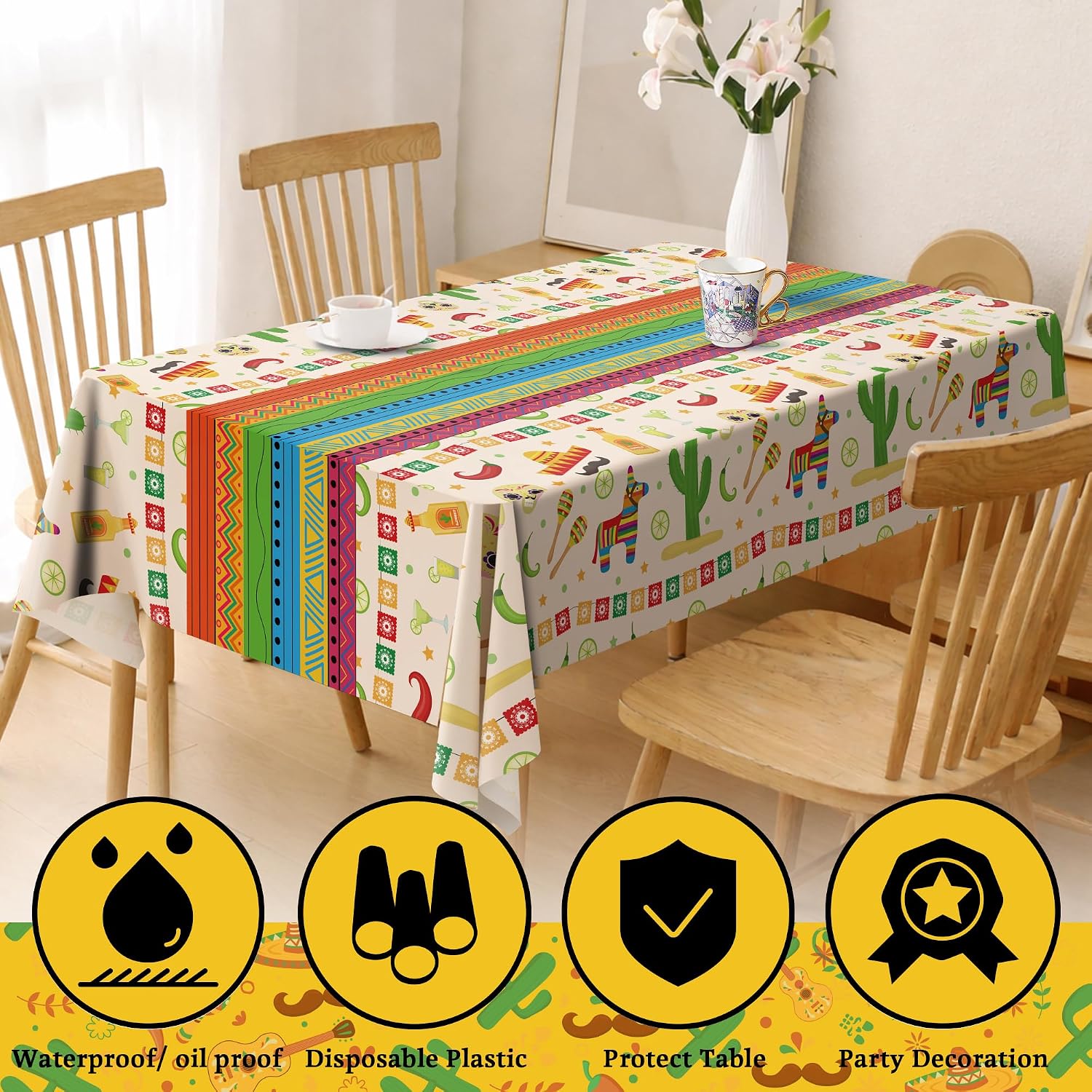 Summer Party Decorations - Summer Decorations for Home - 2 Pack Disposable Plastic Tablecloth | Floral Tablecloth for Mothers Day Wildflower Butterfly Birthday Garden Party Decorations
