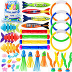 YUJUN Pool Diving Swimming Toys, Summer Underwater Game Toys with Pool Fishes Dive Sticks Rings Gems Storage Bag for Kids Swim Birthday Party Favors