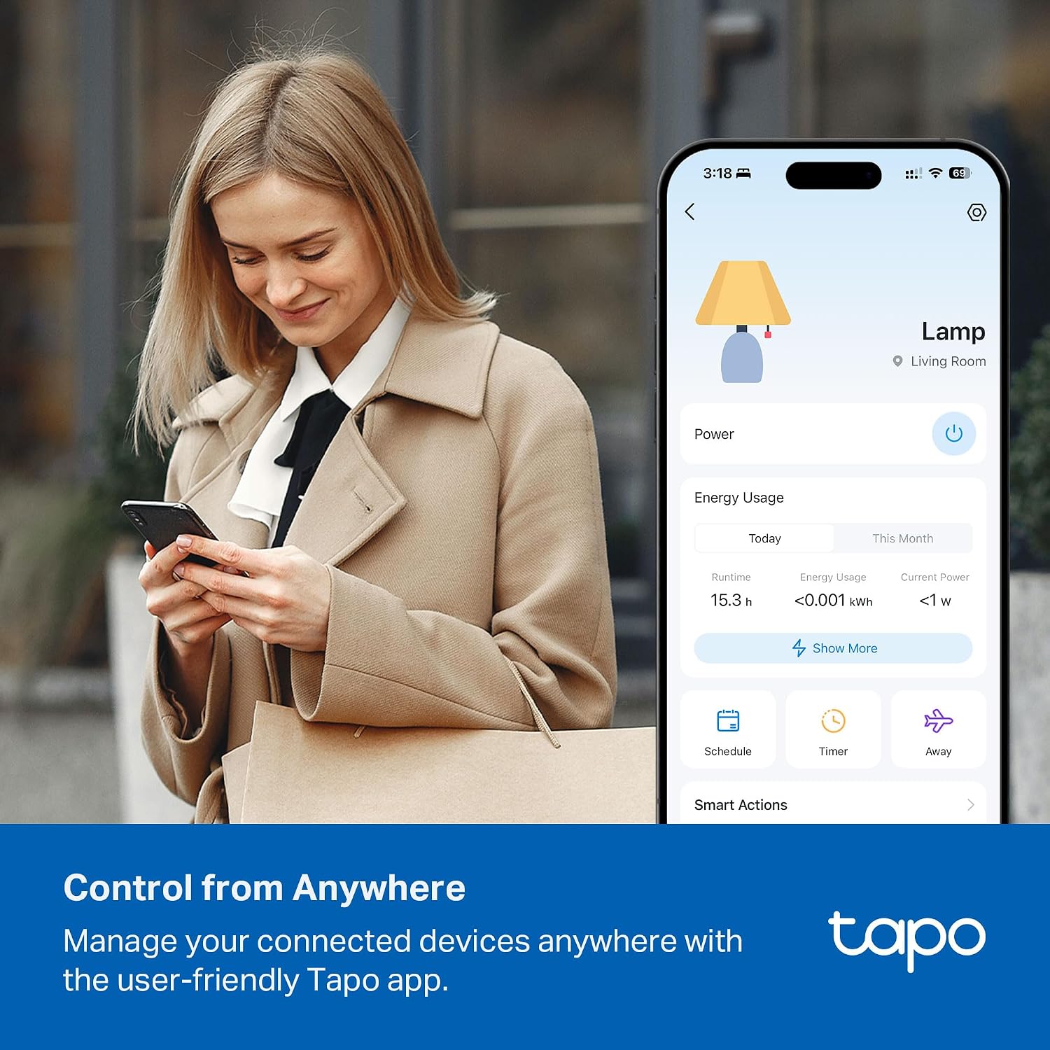 Tapo Smart Wi-Fi Power Strip, Matter, P316M, Energy Monitoring | Surge Protection, 6 Individually Controlled Outlets & 3 USB Ports, Works with Alexa, Google Assistant, Siri & Bixby