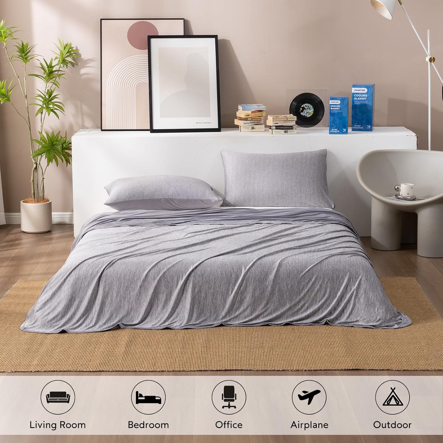 HOMFINE Cooling Blanket for Hot Sleepers - Summer Blanket Thin Lightweight Breathable Soft Double Side Enhanced Cooling for Bed Couch Sofa, Keep Cool for Night Sweats