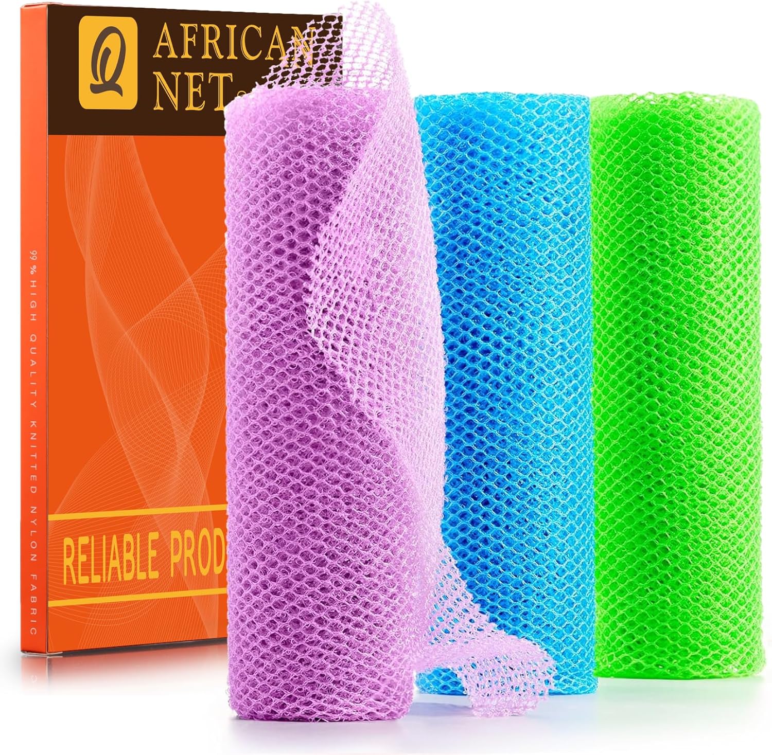 African Bath Sponge African Net Long Net Bath Sponge Exfoliating Shower Body Scrubber Back Scrubber Skin Smoother,Great for Daily Use