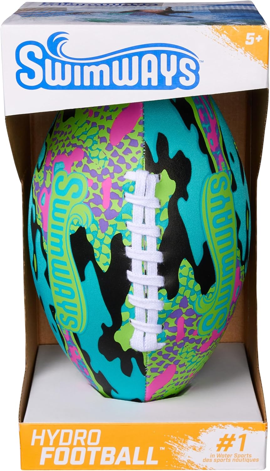 Swimways Hydro Waterproof Football, Outdoor Games for Adults and Kids, Swimming Pool Accessories and Pool Party Games,9.25 Inches