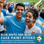 3 in 1 Colors Face Body Paint Sticks for Soccer,Football,Softball,Baseball,High Pigment & Waterproof Eye Black Stick Makeup