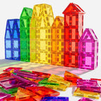 Magnetic Tiles Building Blocks for 3 4 5 6 7 8+ Years Old Boys Girls Colorful Magnet Stacking Toys Birthday Gift for Toddlers STEM Preschool Educational Construction Tiles Set