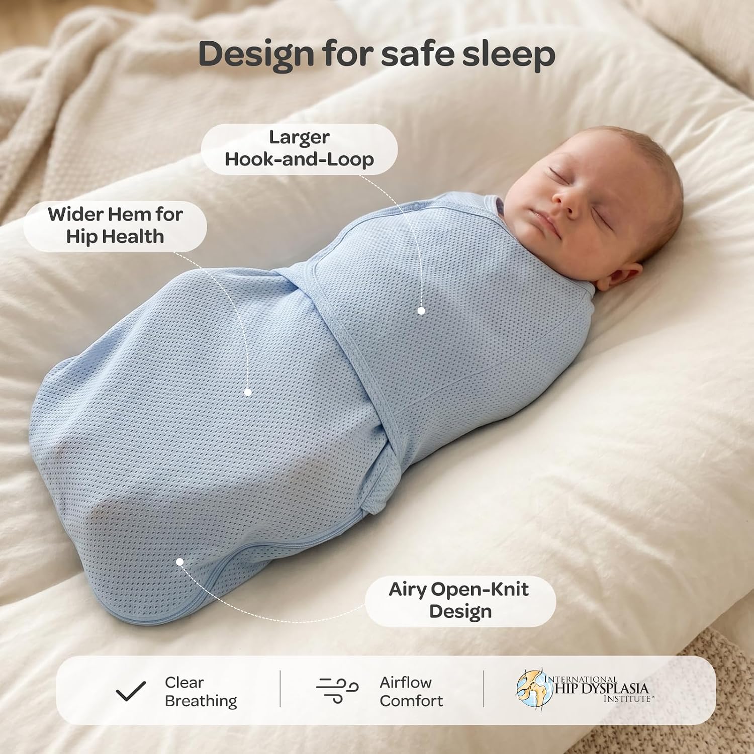 Momcozy Airflow Baby Swaddle, 100% Cotton Lightweight & Ultra Breathable, Ideal for Hot Sleeper Baby, Reduce Startle Reflex, Newborn Boys Girls Registry Essentials, 2-Pack