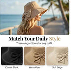 Women's Bowknot Wide Brim Sun Hat – Foldable, 360° Protection UV Protection Breathable Summer Travel Beach Hat