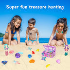 VGOFUN Diving Gems Pool Toys,10 Pcs Colorful Diamond with Treasure Chest Pirate Box Kids Swim Toys Acrylic Underwater Gemstone for Boys Girls Bath Toys Swimming Training Gift Water Pool Games