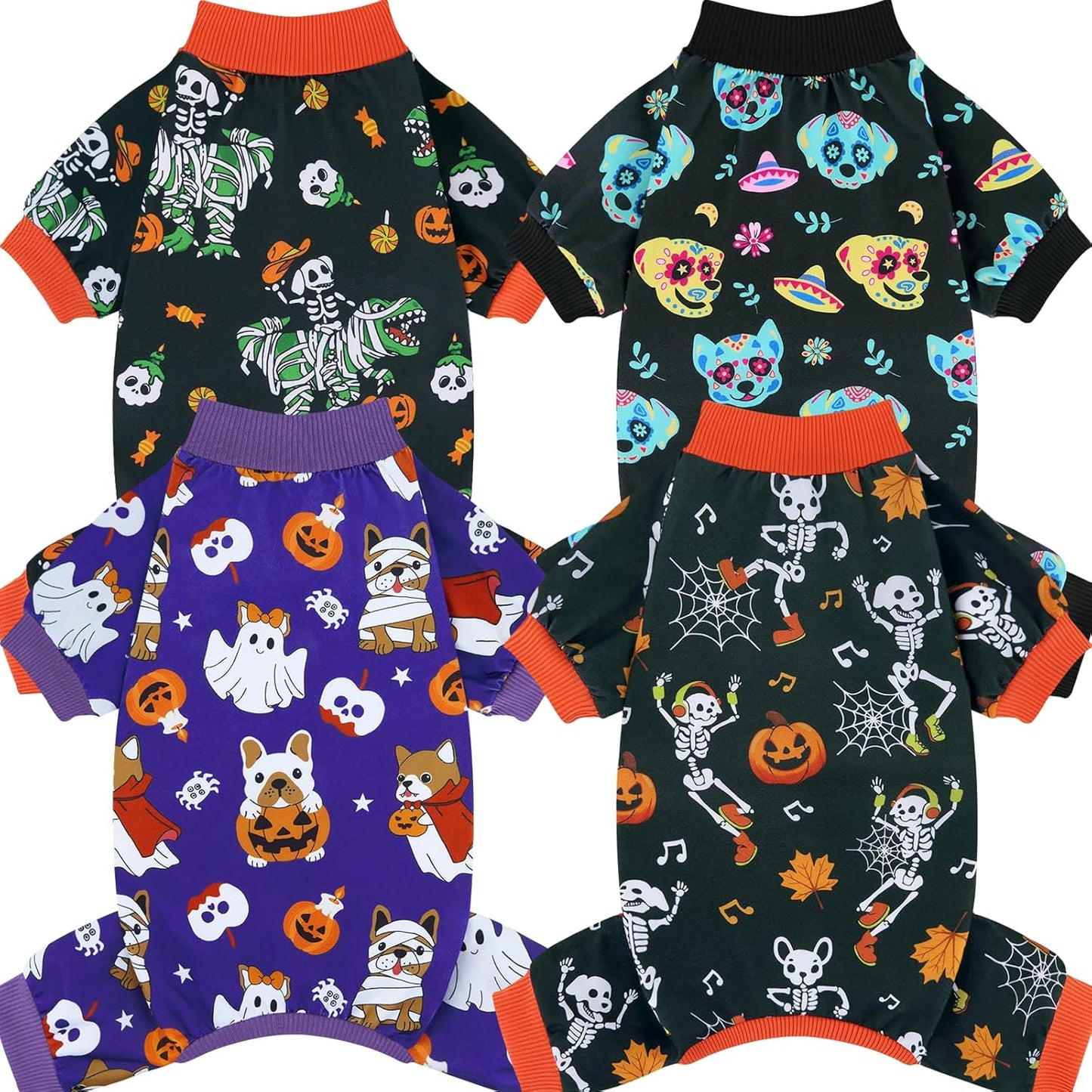 4 Pack Halloween Dog Pajamas – Stretchy, Cute, and Cozy