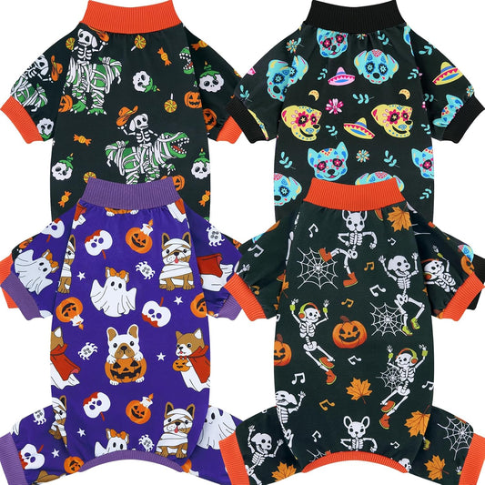 4 Pack Halloween Dog Pajamas – Stretchy, Cute, and Cozy