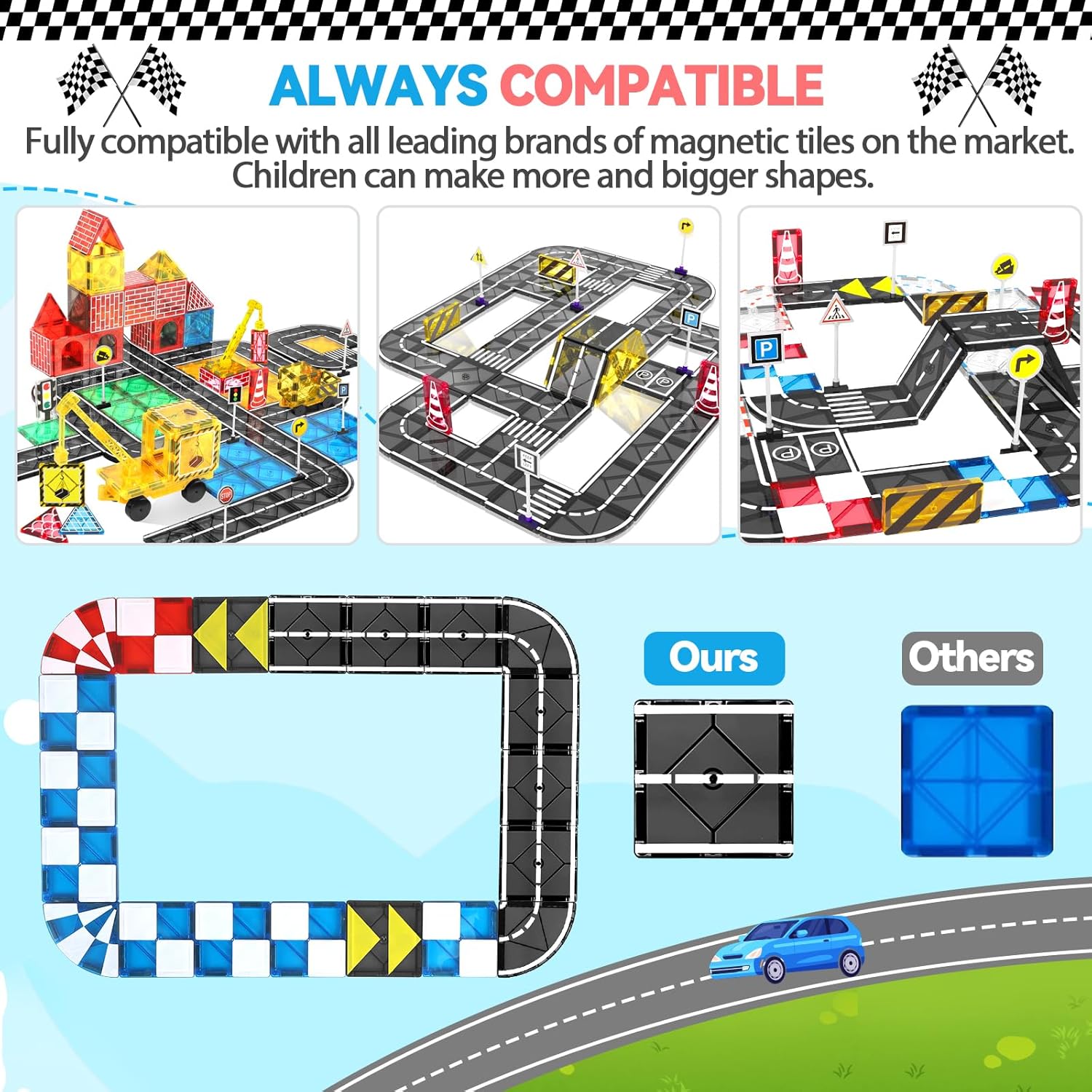 Magnetic Tiles Building Blocks for 3 4 5 6 7 8+ Years Old Boys Girls Colorful Magnet Stacking Toys Birthday Gift for Toddlers STEM Preschool Educational Construction Tiles Set