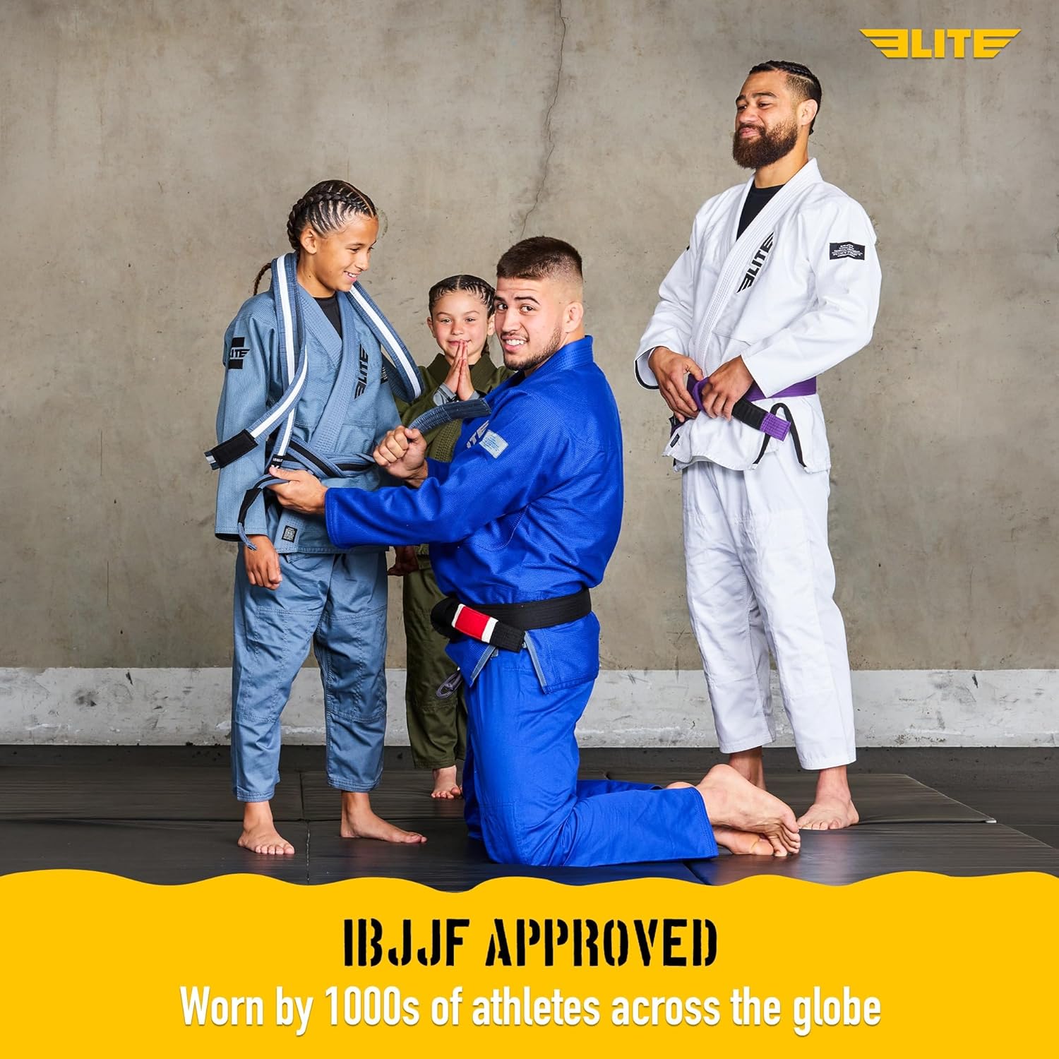 Elite Sports IBJJF Ultra Light BJJ Brazilian Jiu Jitsu Gi for Kids with Preshrunk Fabric and Free Belt