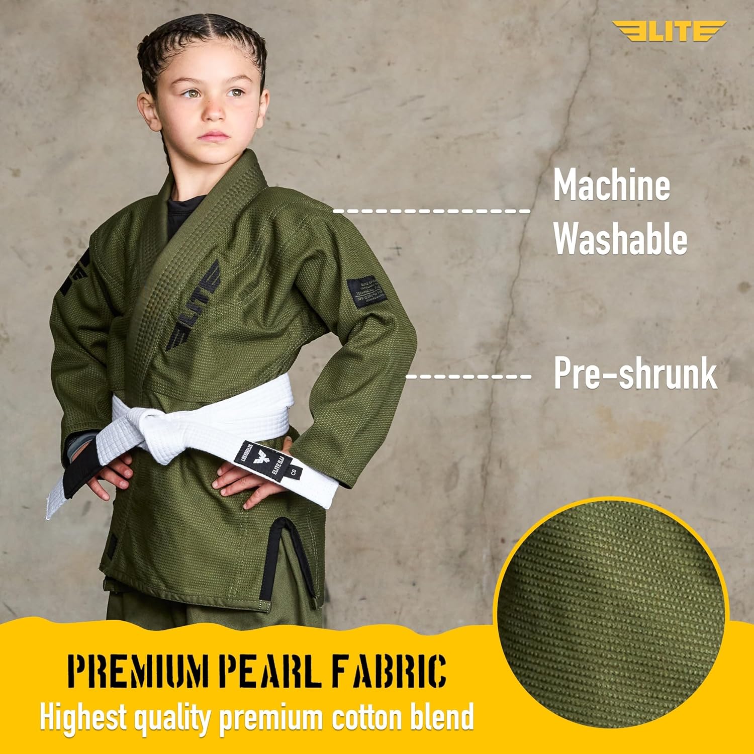 Elite Sports IBJJF Ultra Light BJJ Brazilian Jiu Jitsu Gi for Kids with Preshrunk Fabric and Free Belt