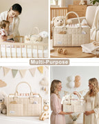 Baby Diaper Caddy Organizer, Portable Nursery Storage Basket with Handle for Newborn Boy or Girl, Gift for Baby Shower Essentials, Registry Must Have Bag, Caddie Car Organizer