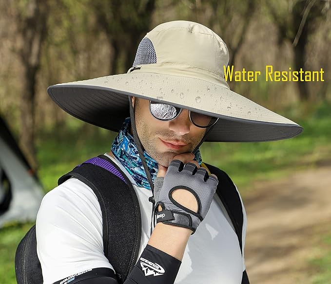 Leotruny Men Wide Brim Sun Hats UPF50+ Waterproof Breathable Bucket Hat for Fishing, Hiking, Camping