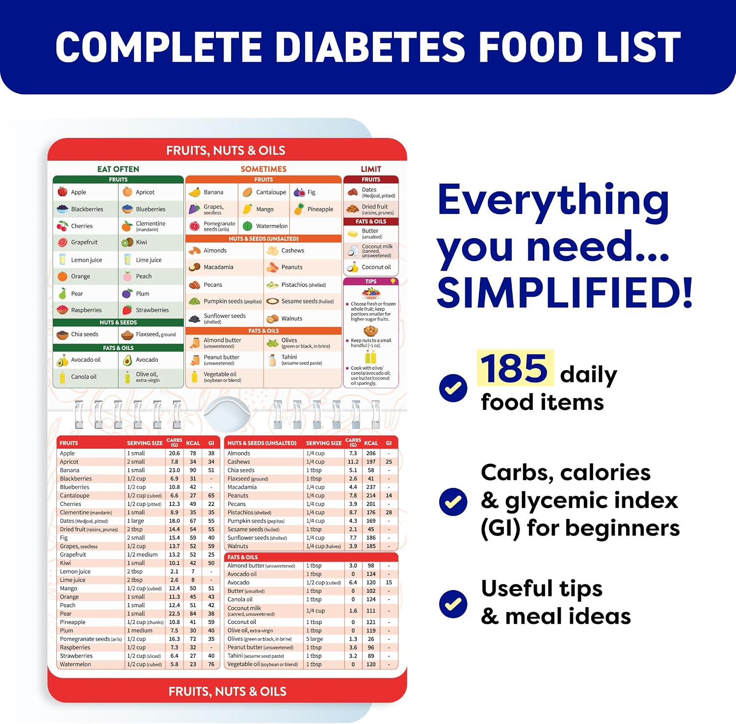 Magnetic Kitchen & Health Reference Cheat Sheet Booklet
