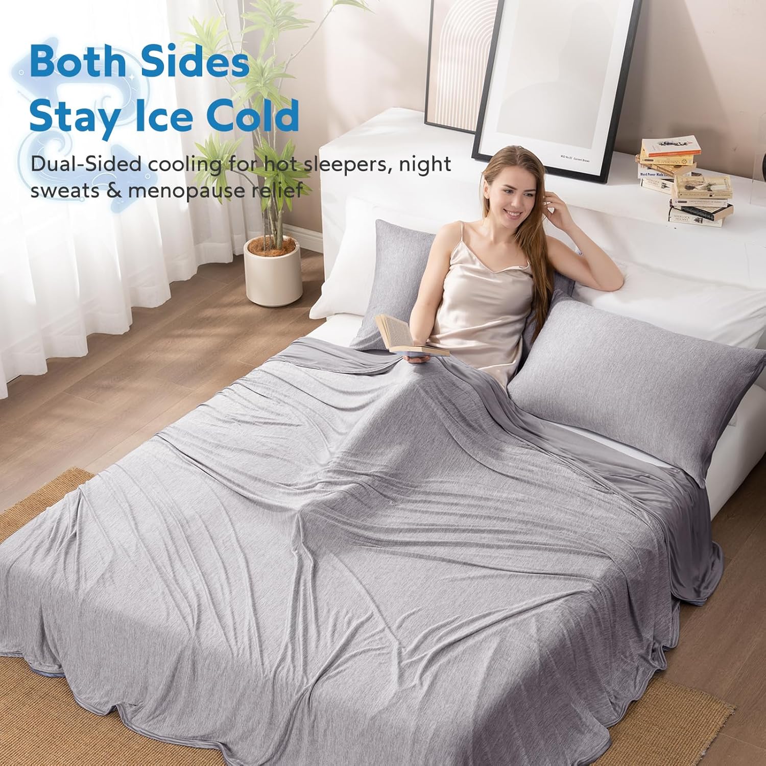 HOMFINE Cooling Blanket for Hot Sleepers - Summer Blanket Thin Lightweight Breathable Soft Double Side Enhanced Cooling for Bed Couch Sofa, Keep Cool for Night Sweats