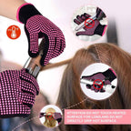 MORGLES Heat Resistant Gloves, 2 Pcs Professional Heat Gloves for Hair Styling Silicone Hot Mat 6 Pcs Hair Clips and 2 Pcs Styling Comb for Curling Iron Wands Flat Iron