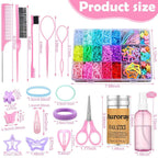 Hair Accessories for Girls, 1700 Pcs Colorful Hair Rubber Bands Elastic Hair Ties Hair Clips Hair Wax Stick Spray Bottle Hair Styling Tools with Organizer Box