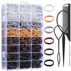 2200 Pcs Elastic Hair Ties, Mini Rubber Bands with Hair Tail Tools and Comb, Hair Accessories for Women, Girls, Toddlers, Babies
