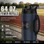Insulated Water Bottle with Handle & Fence Hook, Half Gallon Sports Water Jug, Leak-Resistant & BPA-Free for Baseball, Football & Gym