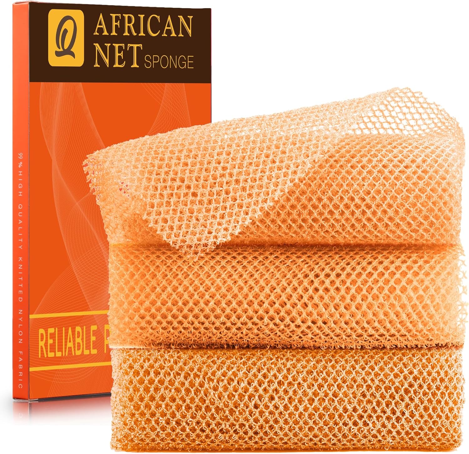 African Bath Sponge African Net Long Net Bath Sponge Exfoliating Shower Body Scrubber Back Scrubber Skin Smoother,Great for Daily Use