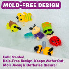 Tub Works® Bugs™ Light Up Bath Toys, 6 Pack | Water-Activated Light Up Toys Flash & Change Color | Easy-Grip Baby Girl & Toddler Bath Toys | Sensory Bathtub Toys with Bath Lights