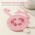 Cat Gifts for Cat Lovers Cat Coaster Woven Creative Cute Cat Coaster Insulation Coaster Coffee and Tea Coaster Desktop Gifts