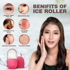 Ice Roller for Face & Eyes – Facial Ice Roller for Under Eye Puffiness, Reusable Silicone Ice Face Roller Massager for Skin Tightening, Pore Shrinking & Cooling Skincare Tool