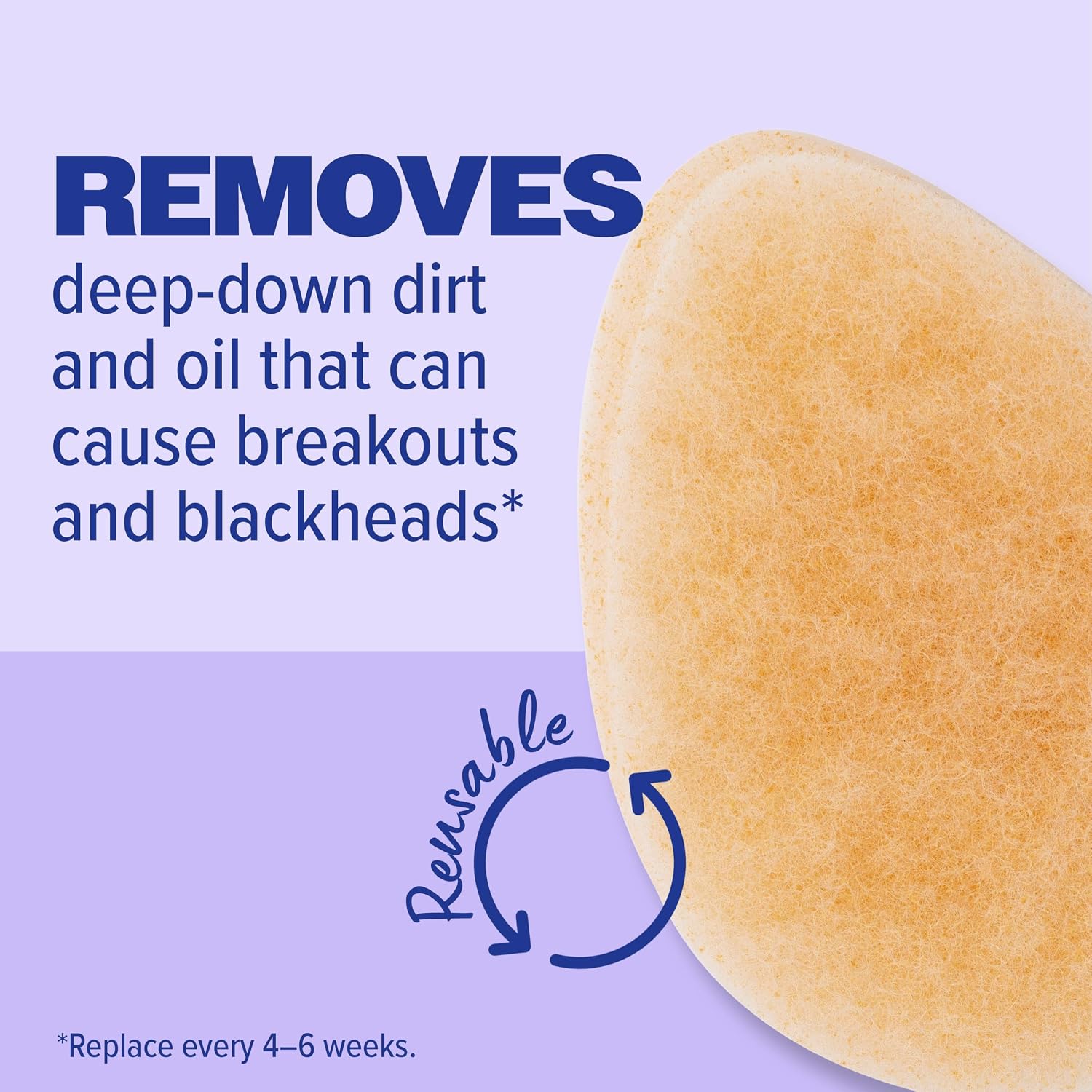Buf-Puf Gentle Facial Sponge, Dermatologist Developed, Removes Deep Down Dirt & Makeup That Causes Breakouts and Blackheads, Reusable, Exfoliating, 1 Count