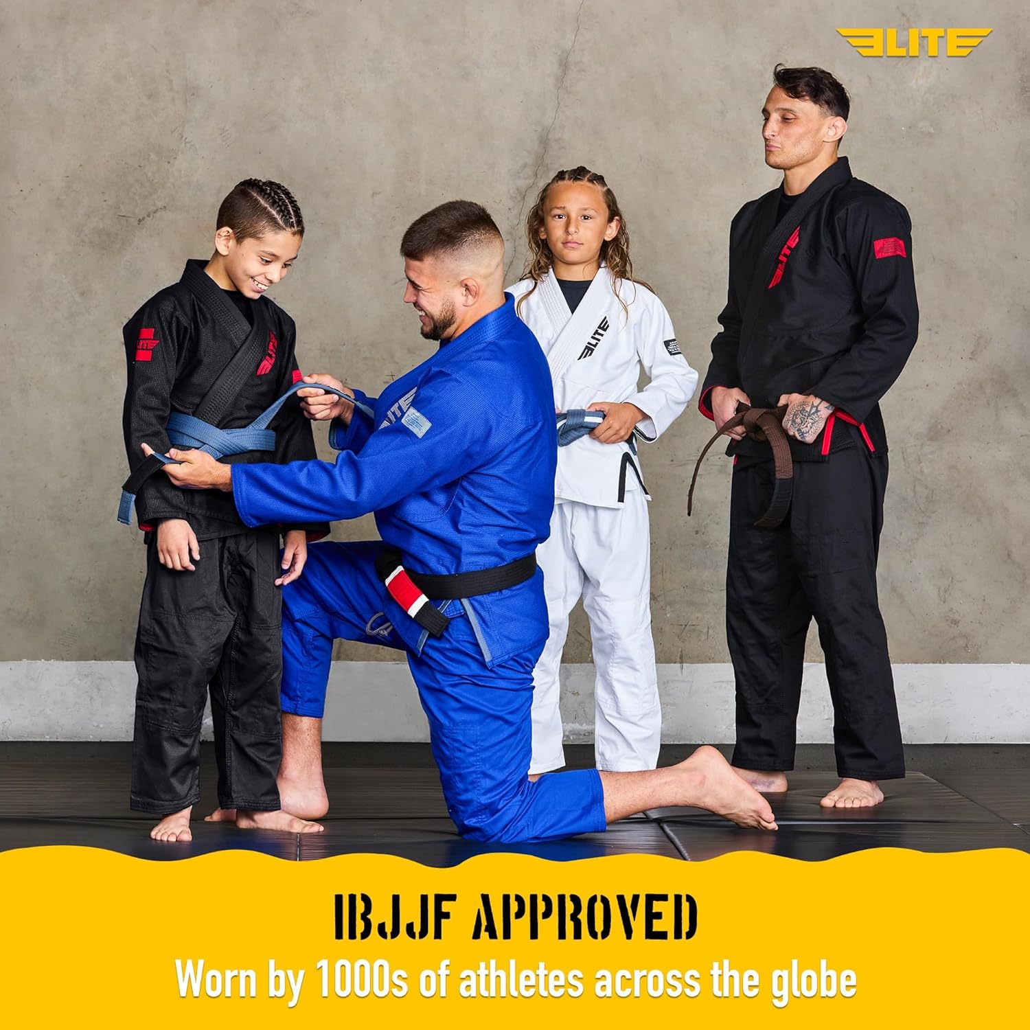 Elite Sports IBJJF Ultra Light BJJ Brazilian Jiu Jitsu Gi for Kids with Preshrunk Fabric and Free Belt