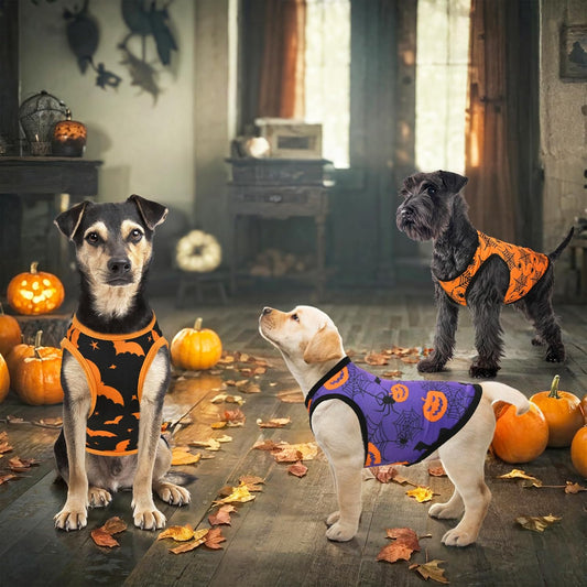 3-Pack Halloween Dog Shirts - Pumpkin, Bat & Spider Patterns