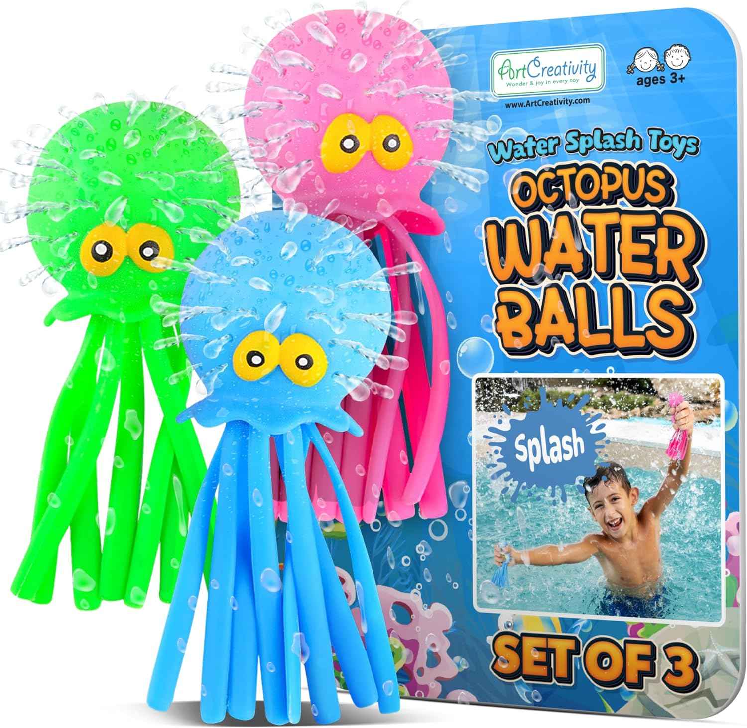 ArtCreativity Soft Water Frisbees for Kids, Soft Sports Discs (3 Pack), Beach Water Toys & Swimming Pool Toys for Kids, Backyard Fun Toy & Outdoor Summer Games, Birthday Gifts for Boys & Girls
