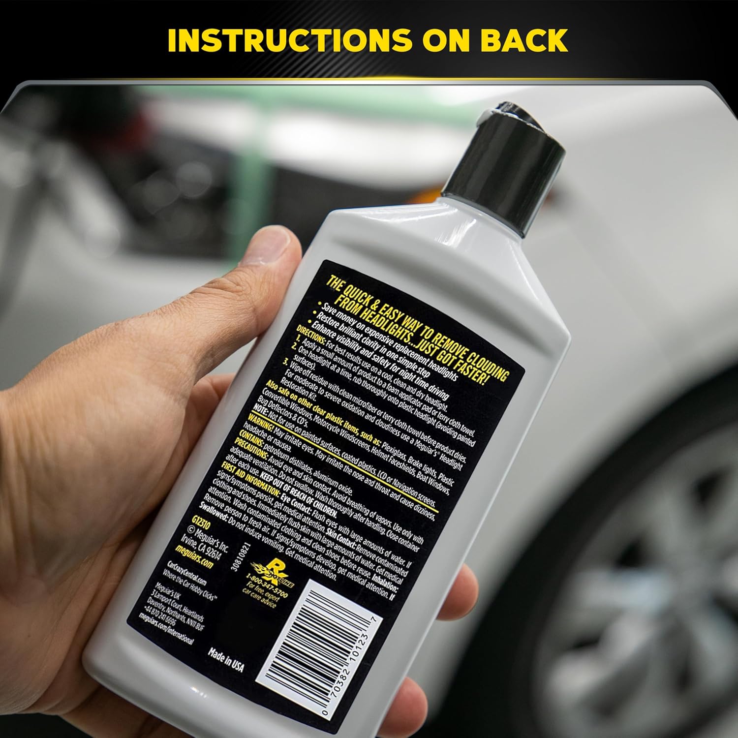 Meguiar's PlastX Clear Plastic Polish, Fast & Easy Clear Plastic Restorer for Headlights, Taillights, Soft Top Windows, and More, Remove Scratches, Cloudiness, Yellowing, and Oxidation, 10 oz