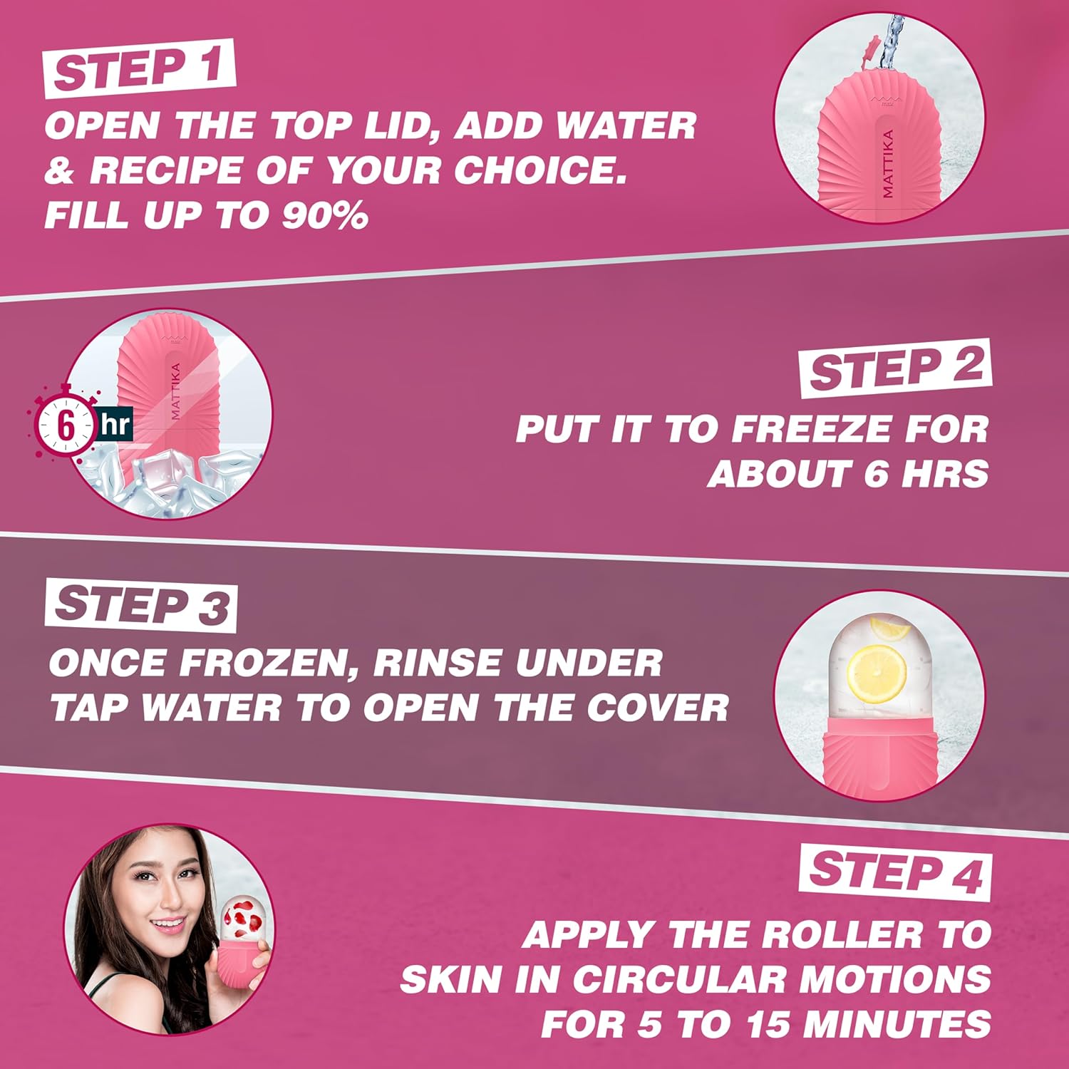 Ice Roller for Face & Eyes – Facial Ice Roller for Under Eye Puffiness, Reusable Silicone Ice Face Roller Massager for Skin Tightening, Pore Shrinking & Cooling Skincare Tool
